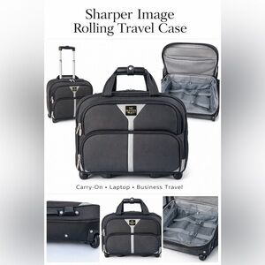 Sharper Image Rolling Briefcase Carry-On Laptop Travel Bag Black with wheels